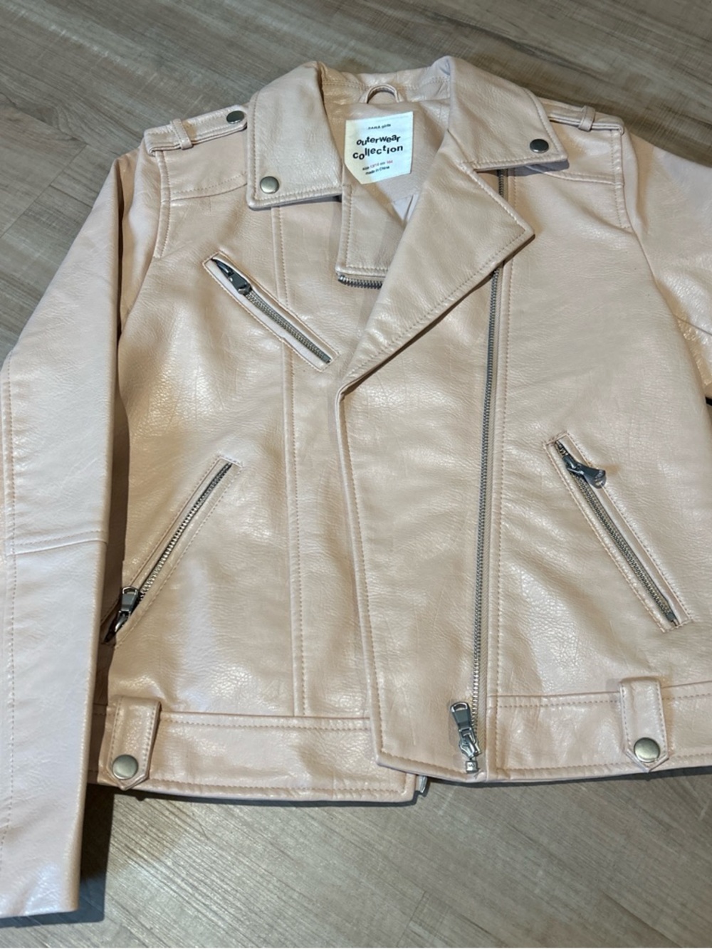 Zara Girls Blush Pink Faux Leather Jacket